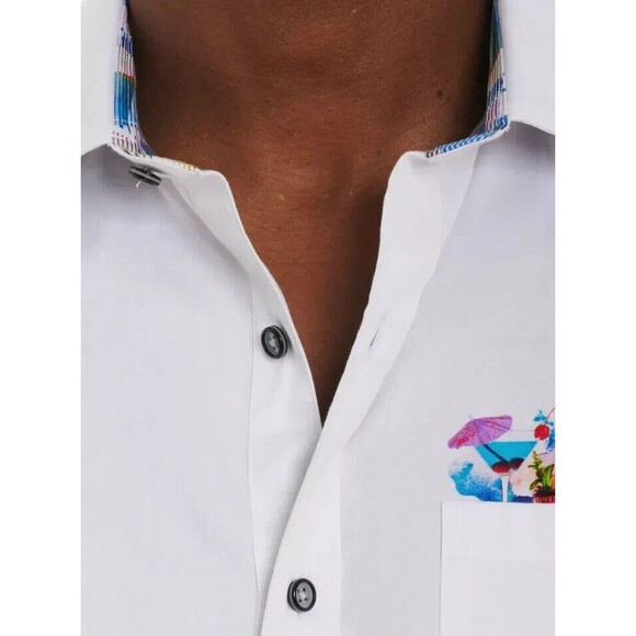 Robert Graham Splashdown Sport Shirt Men's 3XL White Multi Tiki Drinks Button-Up - Picture 4 of 16